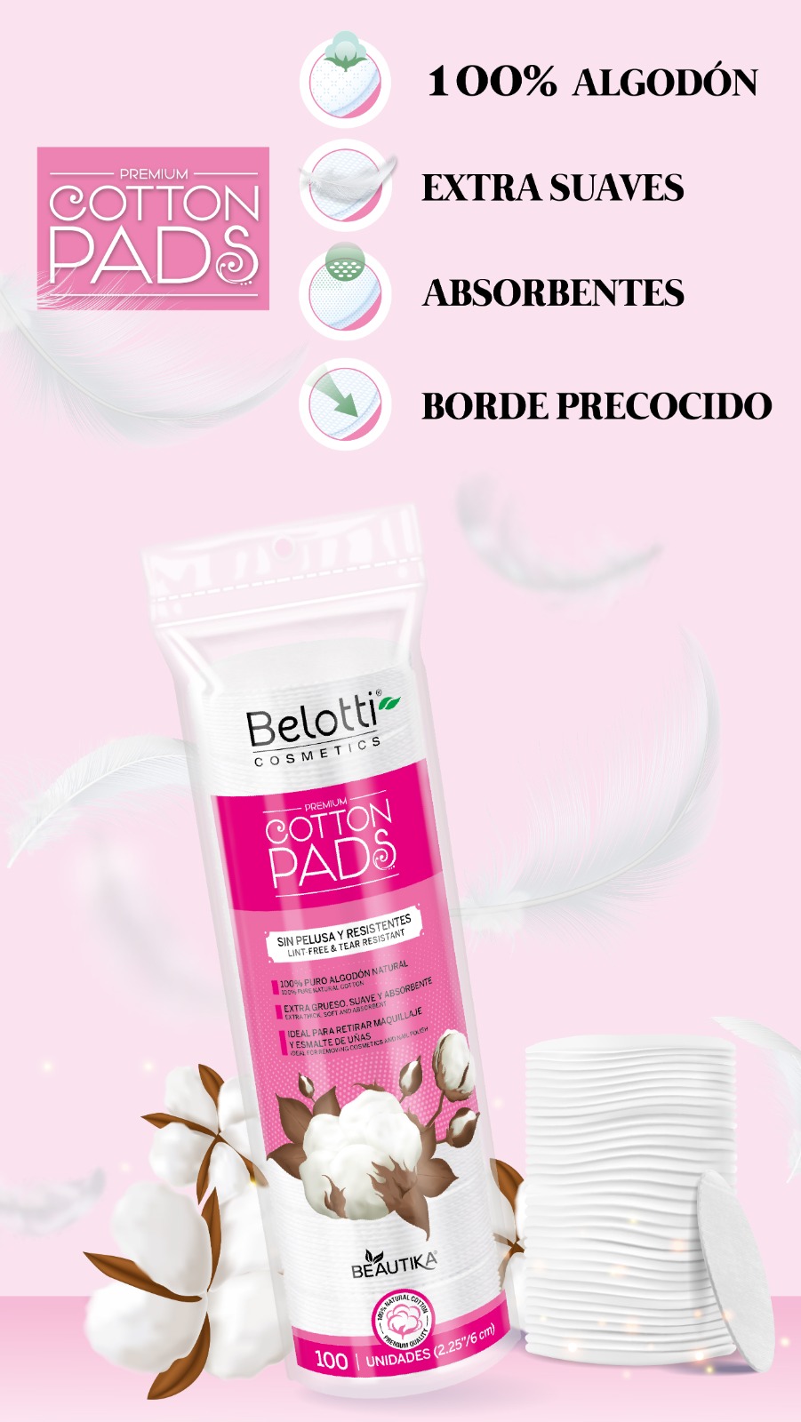 POMOS DESMAQUILLANTES X100 UNIDADES BELOTTI 