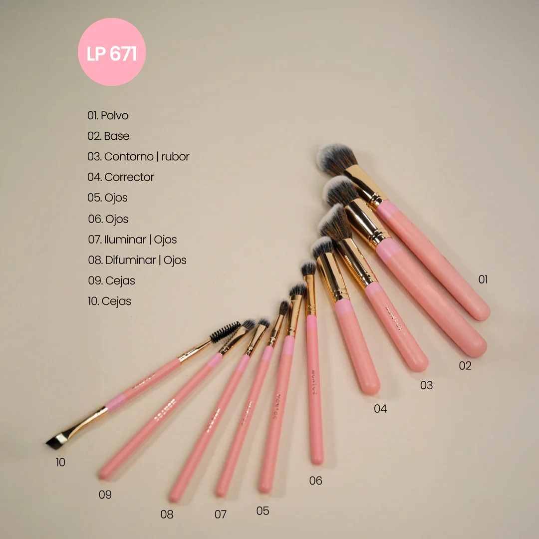KIT DE BROCHAS FLUFFY X10 PIEZAS (LP671)